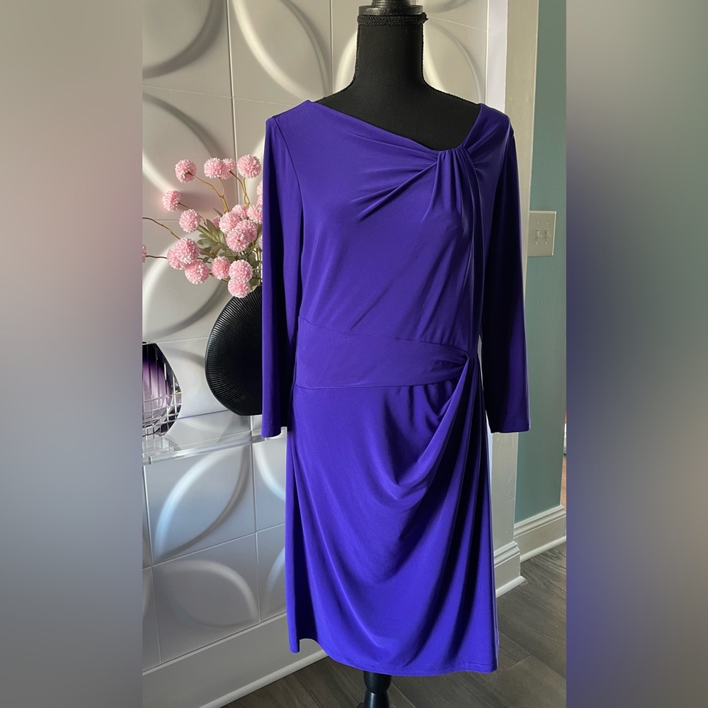 Lauren Ralph Lauren Women's Violet Purple Draped Dress Size 14 Petite